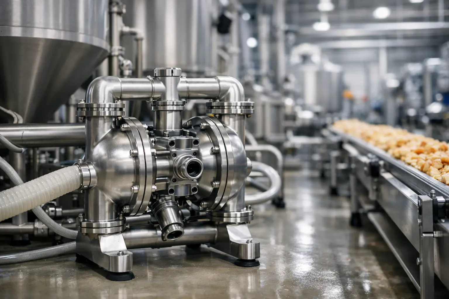 Guia de bomba pneumática alimentícia industrial