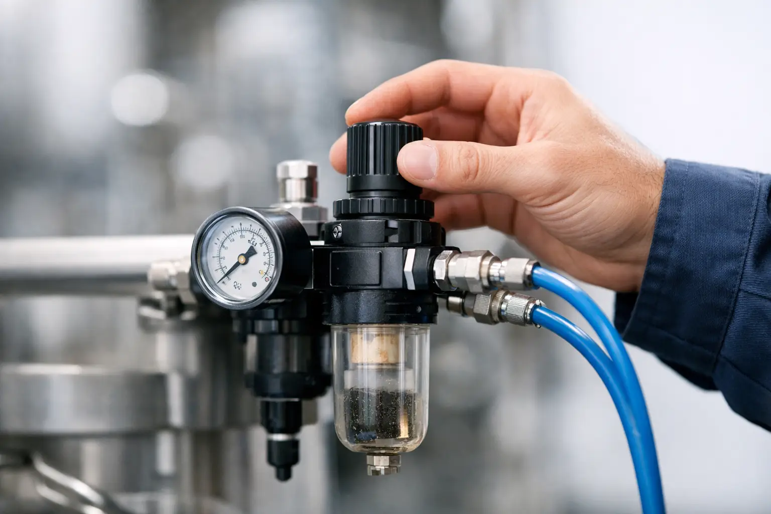 Como ajustar regulador pneumático com segurança